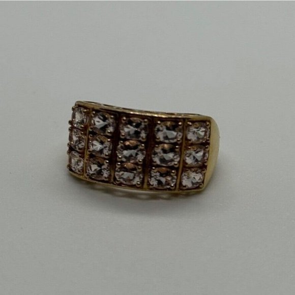 925 STERLING SILVER GOLD PLATED MORGANITE RING SIZE 6.5 - Picture 5 of 10